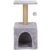 Sisalové škrabadlo pre mačky s hračkami - 3-úrovne - 62 cm - sivé