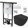 ALCADRAIN Jádromodul - predstenový inštalačný systém s bielym tlačidlom M1710 + WC REA CARLO MINI RIMLESS ČIERNY MAT + SEDADLO AM102/1120 M1710 MM1