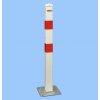 Parkovací stĺpik BASIC – oceľ, bielo-červená, 800 mm, pevný s doskou