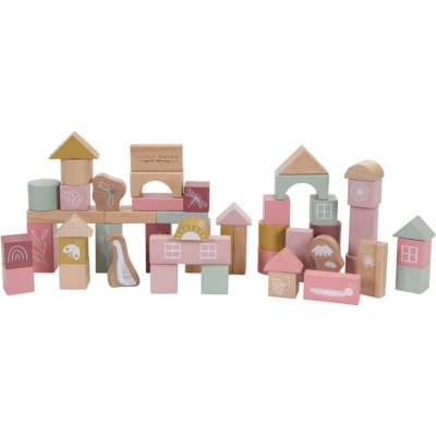 Little Dutch Building Blocks kocky z dreva 2 y+ Pink 50 ks