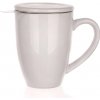 Banquet Keramický hrnček s viečkom a s nerezovým sitkom BONNET biely 350 ml