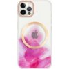 AppleKing transparentný kryt so vzorom vodových farieb a MagSafe pre iPhone 12 Pro Max - ružový - možnosť vrátiť tovar ZADARMO do 30tich dní