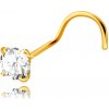 Šperky eshop - Piercing zo žltého 375 zlata so zahnutým koncom - číry zirkónik okrúhleho tvaru, 3 mm S4GG243.29