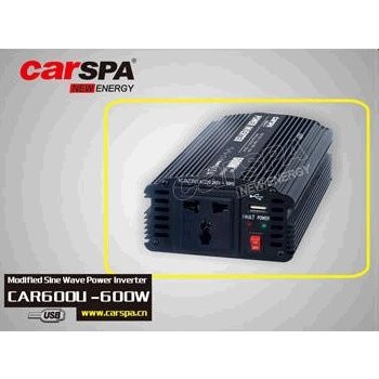 Carspa CAR600U-122 12V/230V+USB 600W, modifikovaná sinus