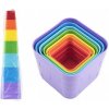 Teddies Kubus pyramida skládanka hranatá barevná 7ks