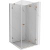 MEXEN/S - Lunar-F sprchovací kút skladacie dvere pravá 90 x 90, transparent, měď kartáčovaná 836-090-090-65-00-P