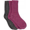 Dva páry klasickej vlnenej ponožky s rebrovaným úpletom ružové/sivá SAFA Veľkosť: 27-30