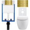 CERANO - Kompletný podomietkový WC set Lite/Dure - biela lesklá - WC tlačidlo Line, zlatá - na zamurovanie - 51,5x35 cm CER-8050BD84292
