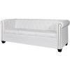 vidaXL 3-miestna pohovka Chesterfield, umelá koža, biela 242372