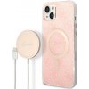 Púzdro Guess 4G MagSafe + Bezdrôtová nabíjačka iPhone 14 Plus - ružové