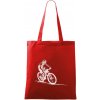 MTB kreslený cyklista - Taška bavlnená - 42 x 38 cm ( Červená )