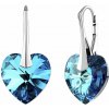 Silvego Strieborné náušnice SRDCE 14mm so Swarovski® Crystals - modrá Bermuda Blue LSW091E
