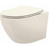 Rea Carlo Mini, závesná WC misa 495x370x355mm + toaletné sedadlo, Ecru, REA-C5500