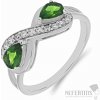 Nefertitis Prsteň strieborný s brúseným chrómdiopsidom a zirkónmi Ag 925 016796 DIO - 57 mm (US 8), 2,9 g