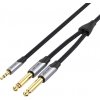Vention Cotton Braided 3.5 mm TRS Male to Dual 6.35 mm Male Audio Cable 10M Gray Aluminum Alloy Type BARHL