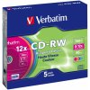 Médiá VERBATIM CD-RW SERL 700MB, 12x, farba, slim case 5 ks (43167)