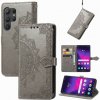 Peňaženkové kožené puzdro Mandala Flower na Samsung Galaxy S24 Ultra 5G - Sivá