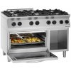 Plynový sporák 6 hořáků s elektrickou troubou, GN 2/1, 1200x700x 955 mm | BARTSCHER, MFG 7360 inox