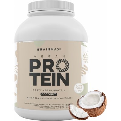 BrainMax Vegan protein, Kokos, 1000 g 24 g bielkovín, 5,29 g BCAA, Kompletné Amino spektrum, Sladené stéviou // Doplnok stravy