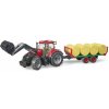 Bruder Traktor Case IH Optum 300 CVX s čelným nakladačom a prepravníkom na balíky