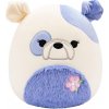 Squishmallows – modrofialový a krémový buldog s hebkým bruškom a kvetinou 191726844549