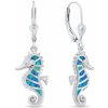 Brilio Silver Strieborné visiace náušnice Morský koník s modrými opálmi EA1128WB