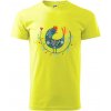 Folklór - sliepky s margarétkami - Klasické pánske tričko vyššej gramáže - S ( Neonová žltá )
