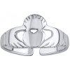 Otevřený stříbrný prsten na nohu Claddagh PRM12193R