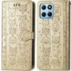 Peňaženkové kožené puzdro Cat and Dog na Honor X8 5G/X6 - Zlatá