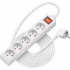 AlzaPower predlžovací prívod 230V 5 zásuviek vypínač 5m biely APW-LV-A50E1W
