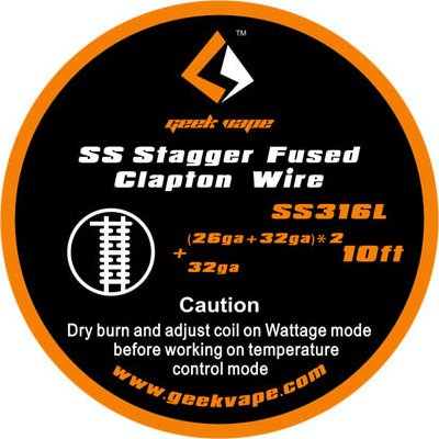GeekVape drôt SS Stagger Fused Clapton SS316L 3m AGW: *2 +32ga