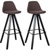 Sada 2 barových stoličiek Corbin Fabric Square, hnedá