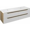 SAPHO - WAVE dvojumývadlová skrinka 149,7x50x47,8cm, biela/dub cuneo WA150-3025