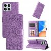 Peňaženkové kožené puzdro Sunflower na Honor X8 5G/X6 - Fialová