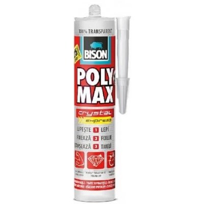 BISON POLY MAX crystal express 300g Čiré rychleschnoucí montážní lepidlo na bázi MS Polymeru
