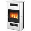 NORDICA Wanda Classic Evo bílá - krbová kamna s ventilátorem, výkon 4 - 12 kW, černý lak / bílá keramika