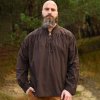 Battle Merchant Renesanční košile Ludwig – hnědá bavlna se stojáčkem a šněrováním