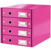 Zásuvkový box Leitz Click&Store, 4 zásuvky, růžová