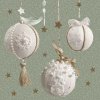 DAISY SDGW 019001 Charming Baubles On Sage, servítky 33x33cm, 3-vrstvové, vianočné (20ks)