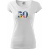 Kvetinové číslo kreslené - 50 - Dámske tričko Pure - XL ( Biela )