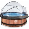 Bazén s krytom a filtráciou Wood pool Exit Toys kruhový oceľová konštrukcia 244*76 cm hnedý od 6 rokov