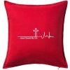 Jesus Saved My Life kríž ekg - Vankúš 50x50 - 50x50 - Iba poťah ( Červená )