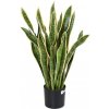 Umelá kvetina Sansevieria deluxe v kvetináči, zeleno-žltá 93cm