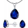 Silvego Strieborný set s tmavomodrým krištáľovým sklom JJJS4TM5 (náušnice, prívesok)