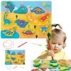 LEAN TOYS Drevené puzzle s magnetom – Dinosaury