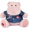Plyšový hrošík s džínsovou košeľou Pink Mallow 1989 Hippo Histoire d’ Ours ružový 20 cm od 0 mes