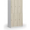 Šatníková skrinka S1 s úložnými boxmi, 6 boxov, 1850 x 900 x 500 mm, otočný zámok, laminované dvere, dub prírodný