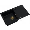 Sink Quality Ferrum, kuchynský granitový drez 770x450x190 mm + zlatý sifón, čierna, SKQ-FER.C.1KDO.XG