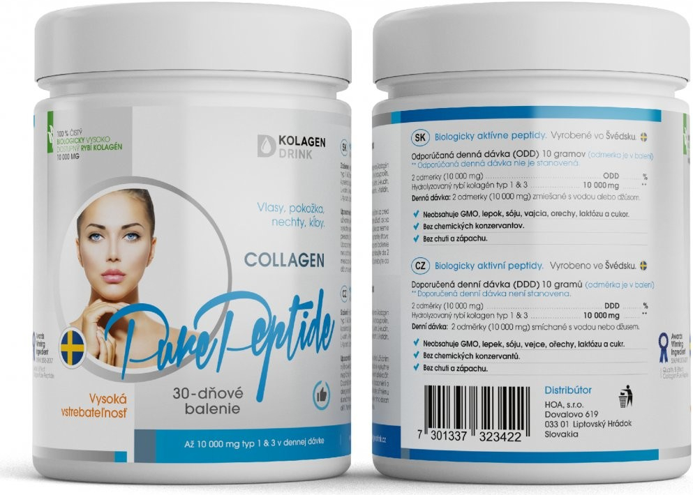 KolagenDrink Collagen 10 000 PURE Peptide hydrolyzovaný rybí kolagén 300 g  od 19,78 € - Heureka.sk
