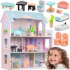 Ricokids Veľký 3-poschodový drevený domček pre bábiky RK-878
